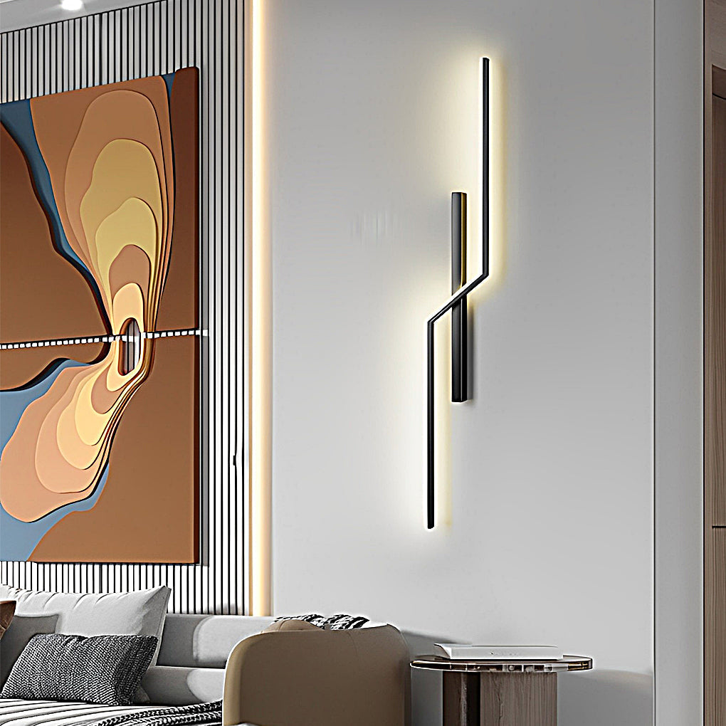 Lines Creative LED Contemporary Clean-Lined Wall Light Decorative Wall Fixtures Lighting, Bedroom Wall Sconce, Iron, 24"