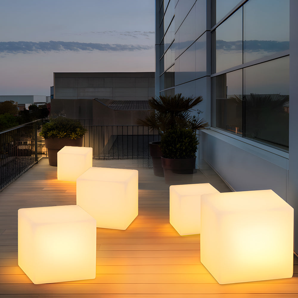 Waterproof Luminous Square Cubes LED White USB Solar Exterior Floor Light, Outdoor Wall Light, detail 4
