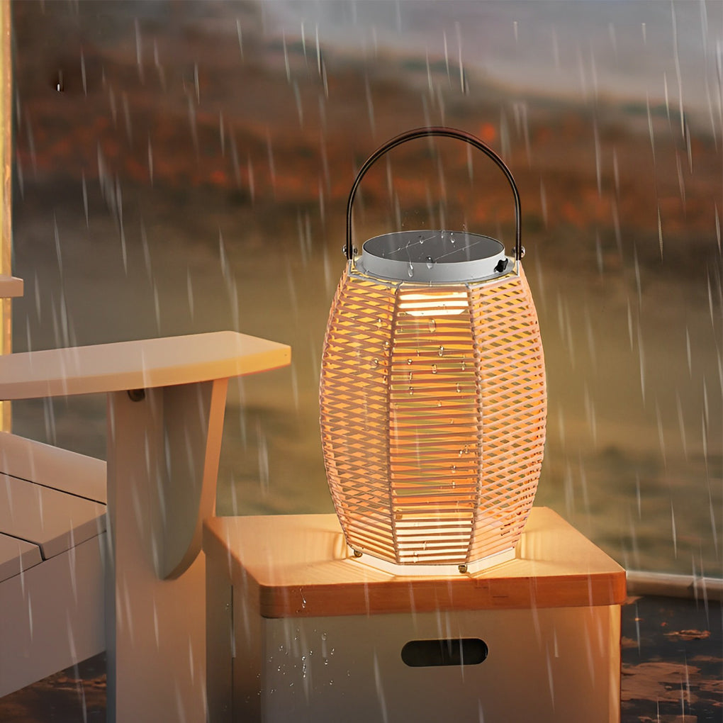 Portable Rattan LED Waterproof Solar Powered Exterior Lantern Lights, Outdoor Wall Light, detail 5