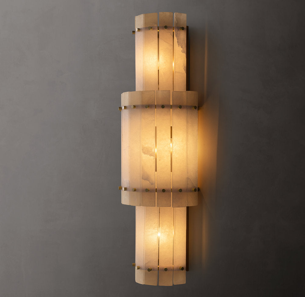 San Marco Alabaster Grand Circular Sconce, Bedroom Wall Sconce, detail 5