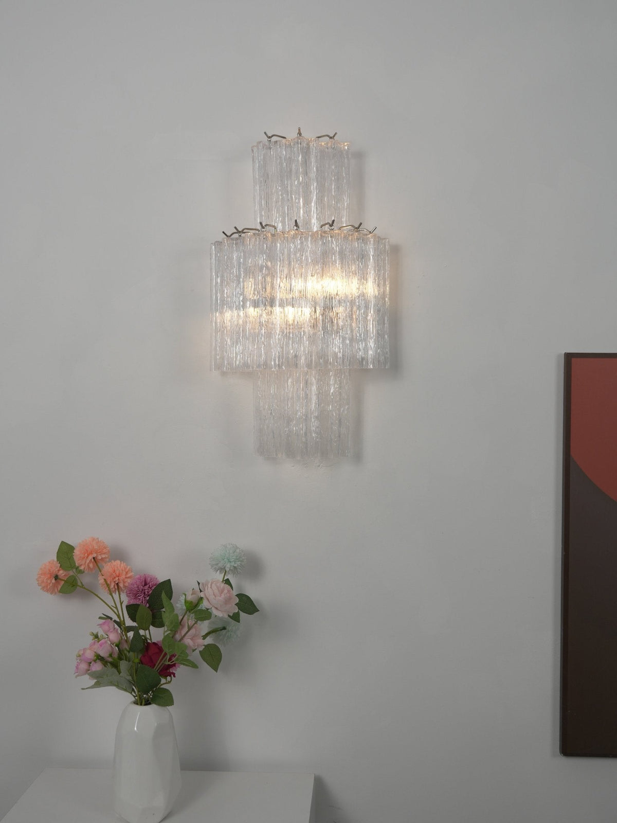 Glacier Tier Glass Wall Light, Hardwired Wall Sconce, detail 4