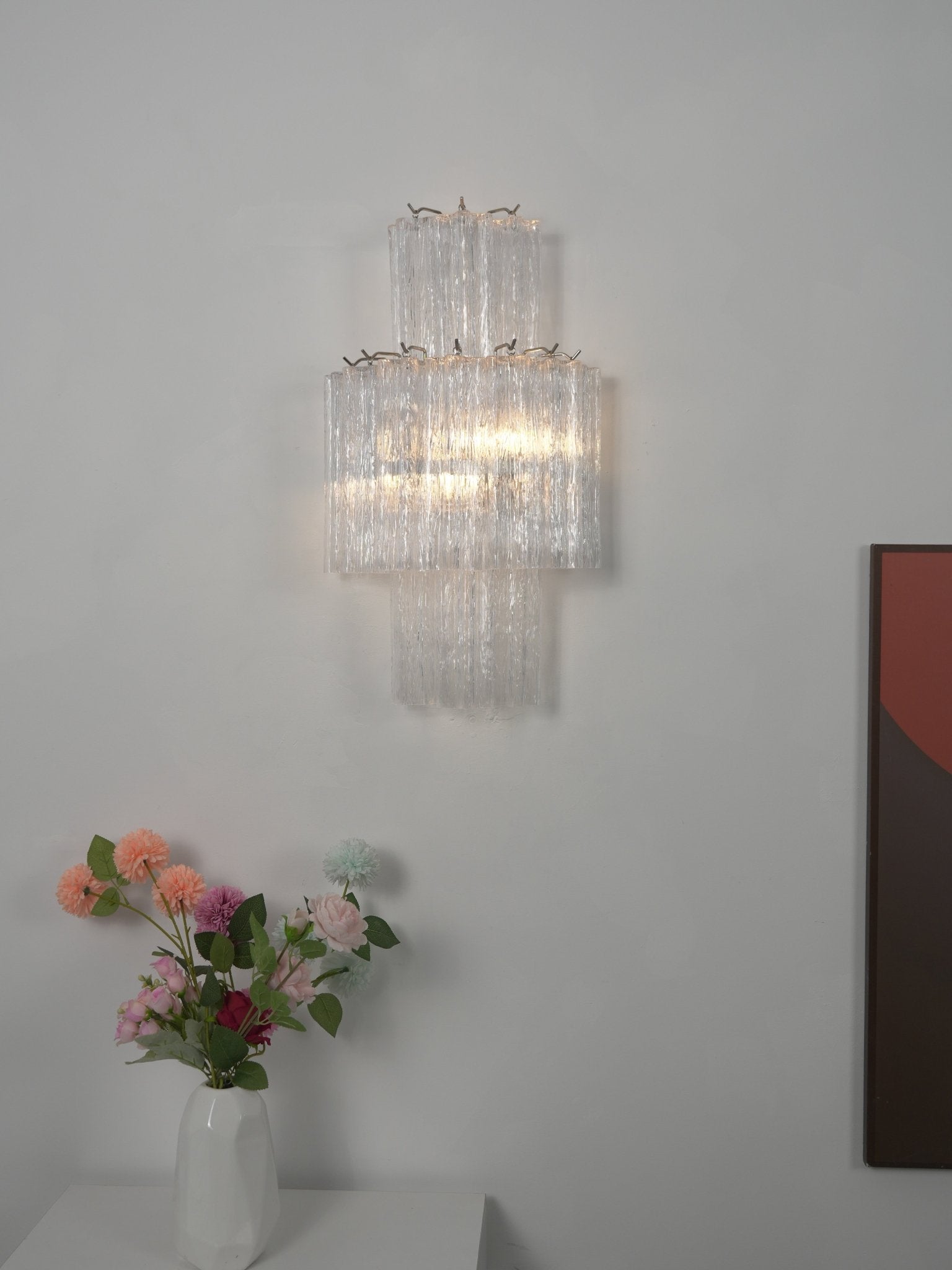 Glacier Tier Glass Wall Light, Hardwired Wall Sconce, detail 4