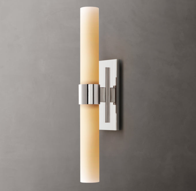 Ravelle Milk Glass Linear Wall Light, Bathroom Wall Sconce, detail 21