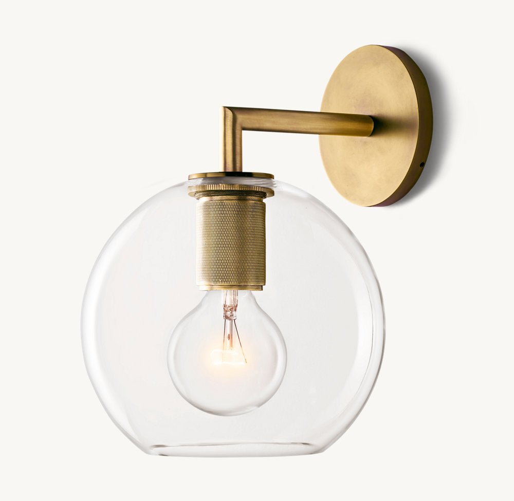 Utilitaire Globe Shade Wall Light, Bathroom Wall Sconce, detail 7