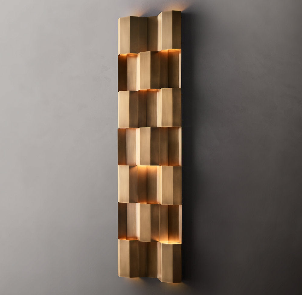 Modernist Grid Grand Wall Light, Bedroom Wall Sconce, Dimensions Overall: 23"