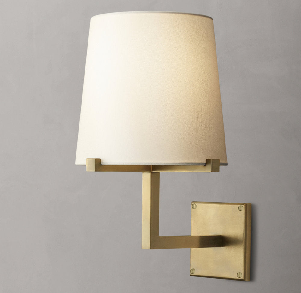 Pauillac Fabric Shade Grand Wall Light, Bedroom Wall Sconce, Dimensions Overall: 9"