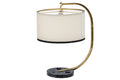 Cilindro 22 Inch 1-Light 22.00" Faux Black Marble Table Lamp front view
