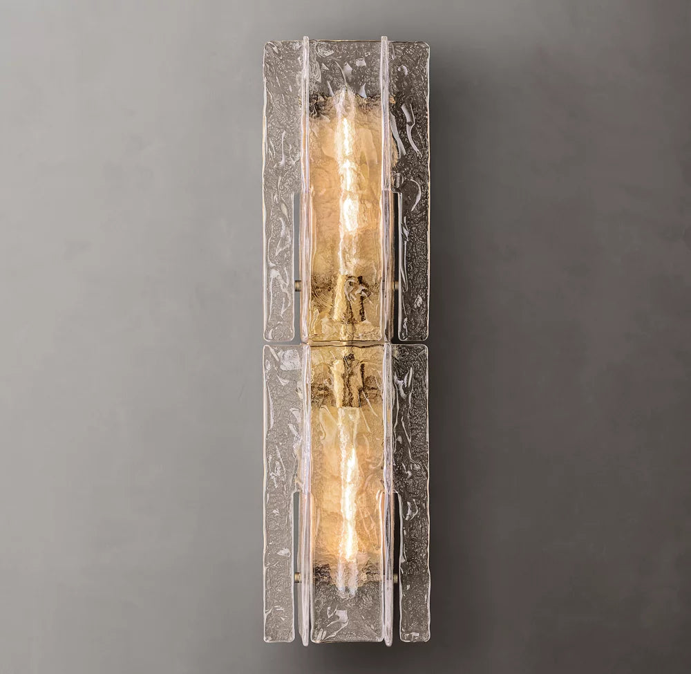 Lattice Smoke Glass Wall Light 30", Bedroom Wall Sconce, detail 3