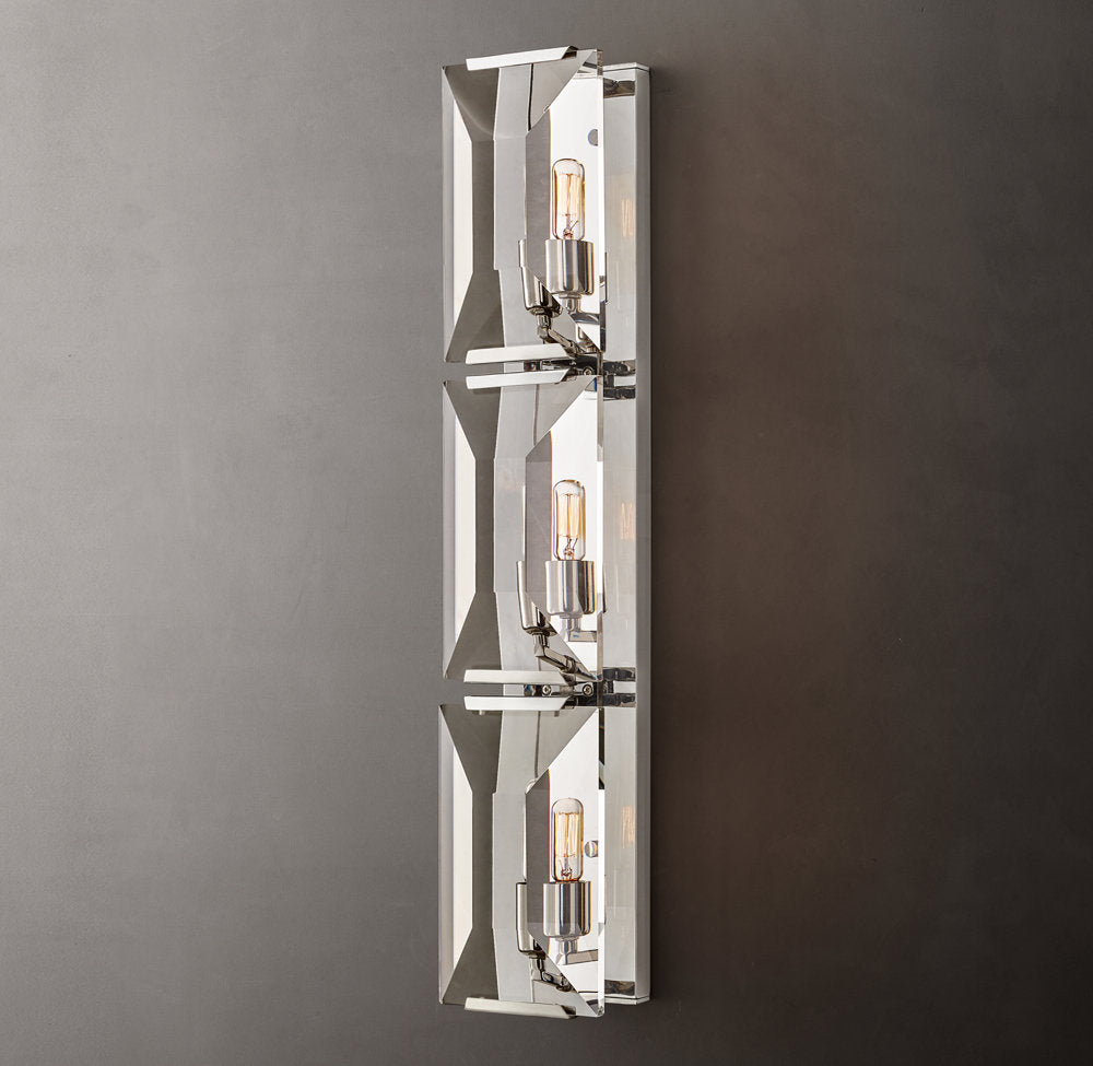 Harlow Crystal Triple Wall Light, Bedroom Wall Sconce, detail 2