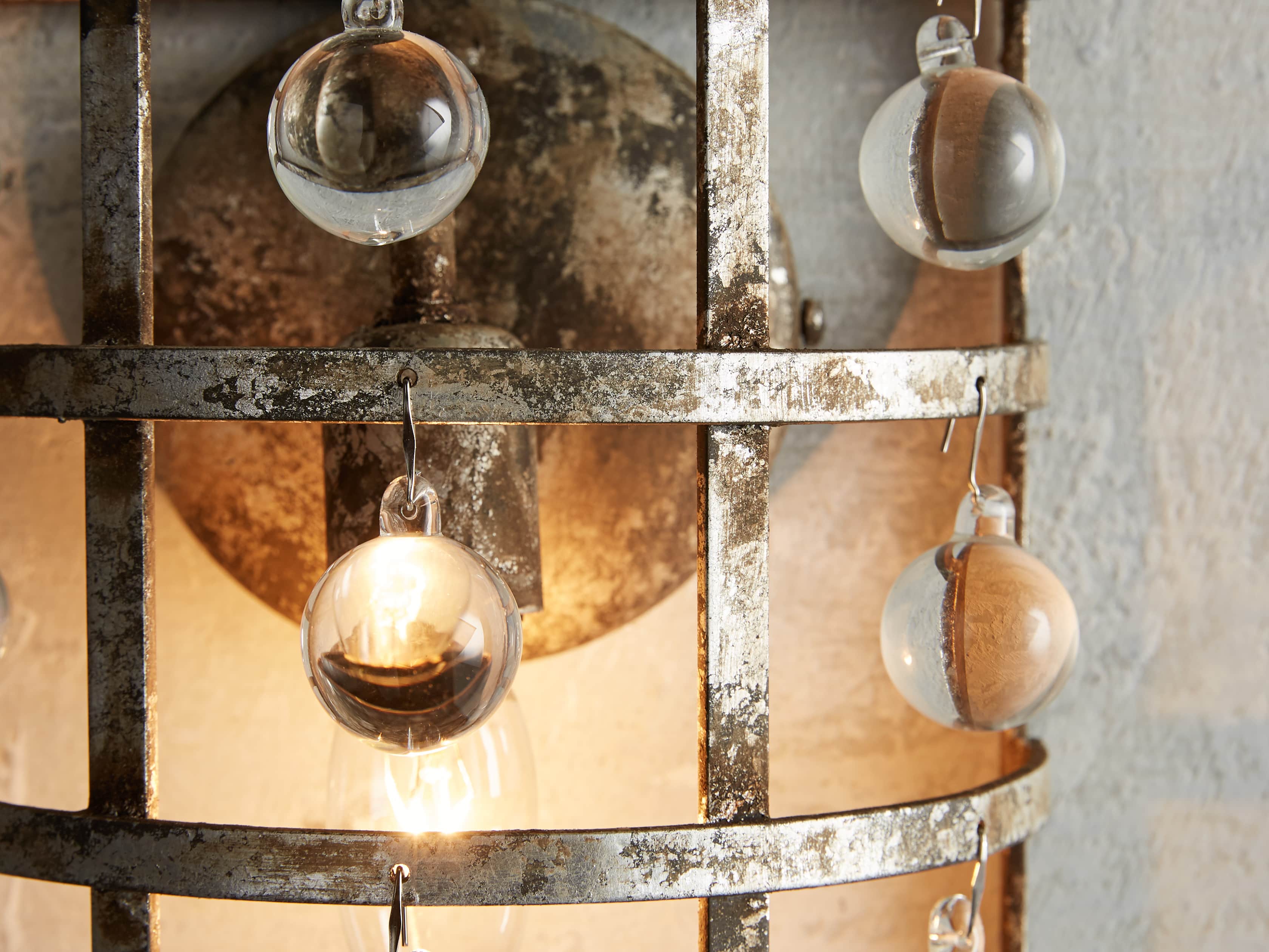 La Cage Wall Light in Silver Clay, Hardwired Wall Sconce, detail 2