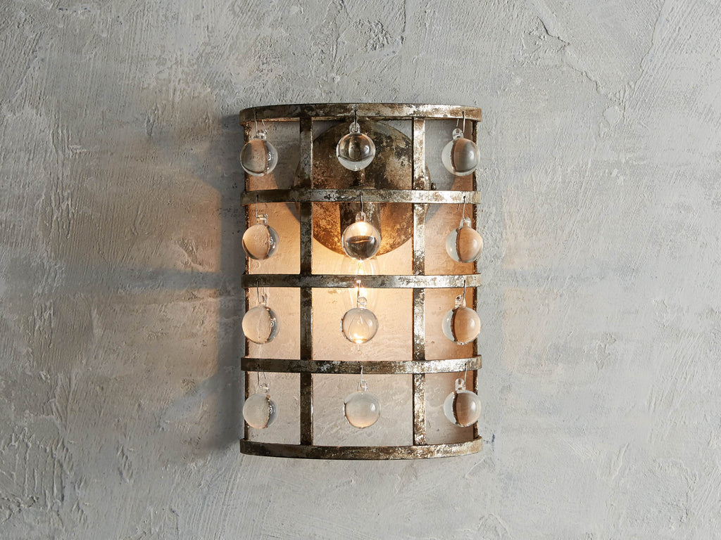La Cage Wall Light in Silver Clay, Hardwired Wall Sconce, Dimensions 7.5"