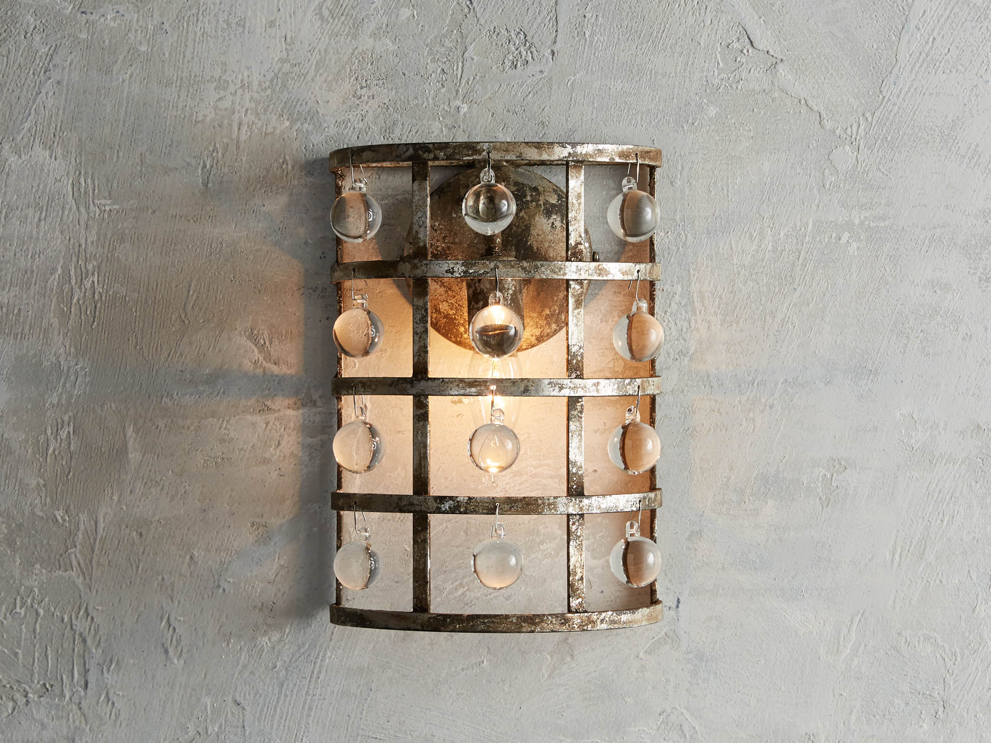 La Cage Wall Light in Silver Clay, Hardwired Wall Sconce, Dimensions 7.5"