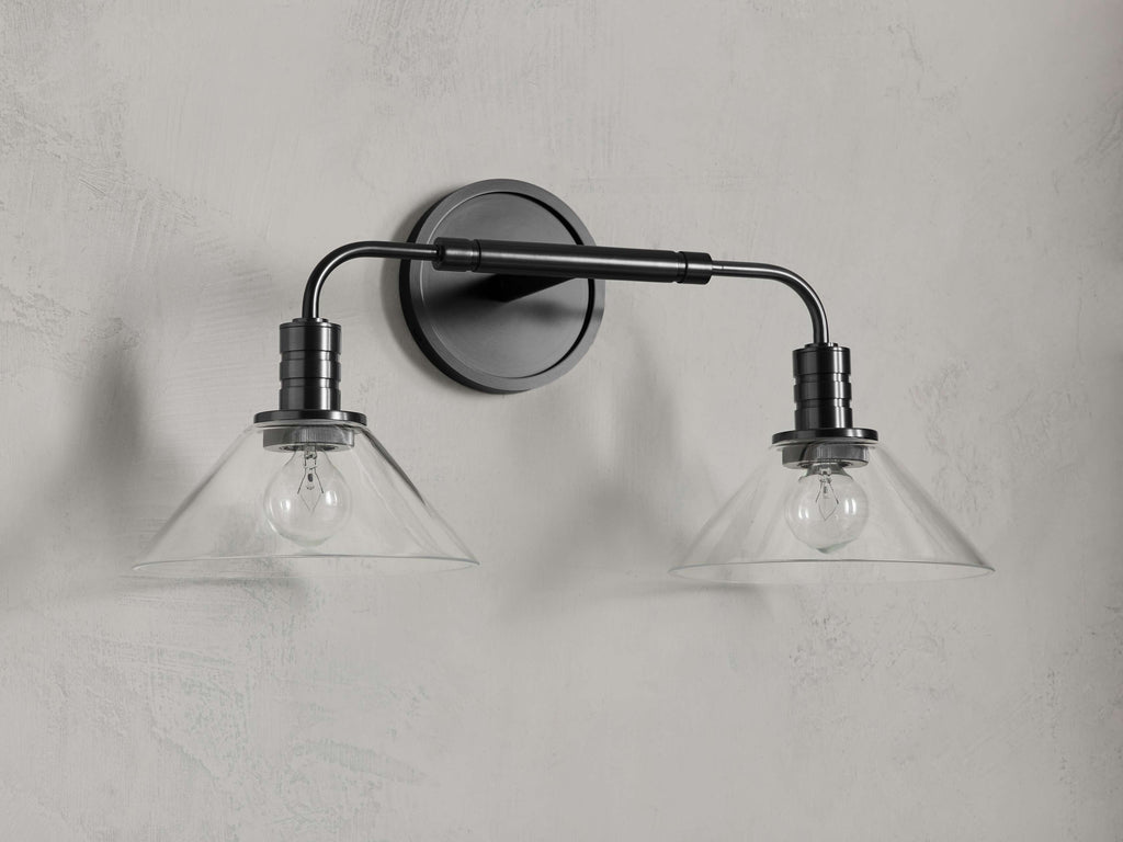 Theron Double Wall Light in Bronze, Hardwired Wall Sconce, detail 3