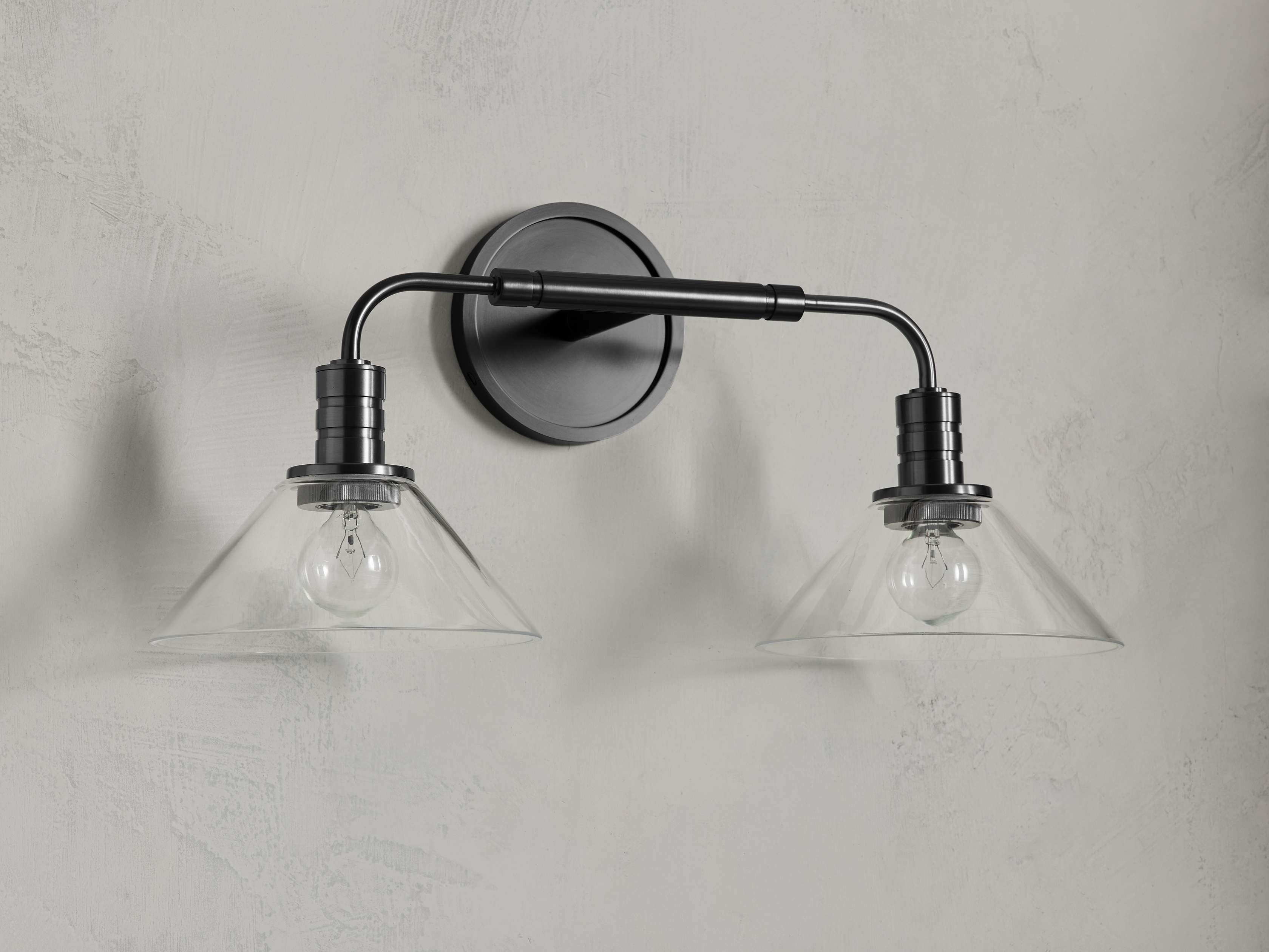 Theron Double Wall Light in Bronze, Hardwired Wall Sconce, detail 3