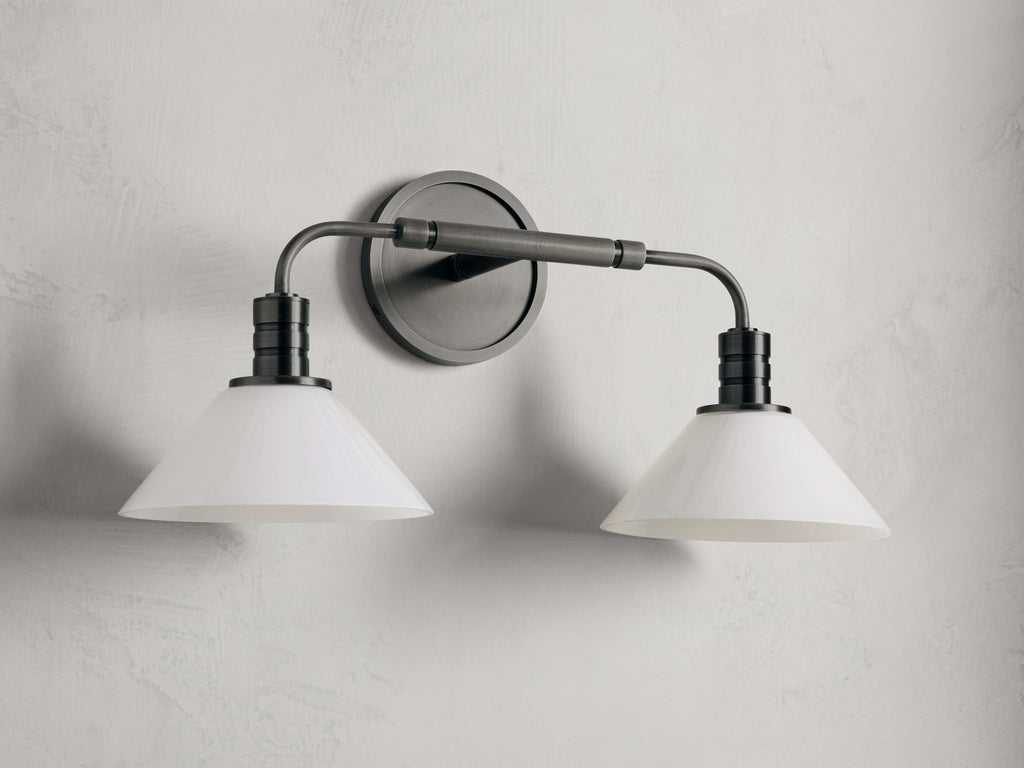Theron Double Wall Light in Bronze, Hardwired Wall Sconce, detail 6