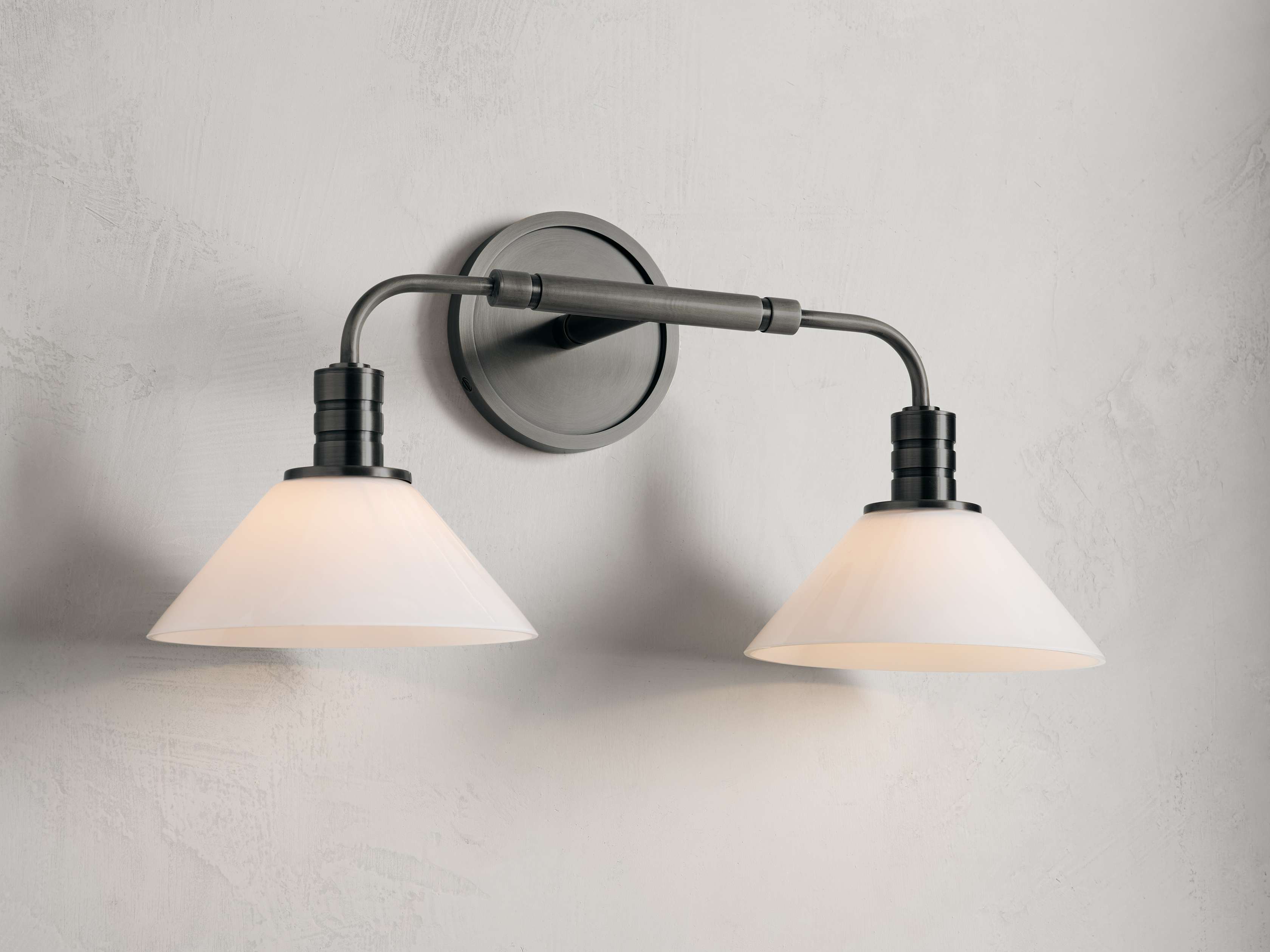 Theron Double Wall Light in Bronze, Hardwired Wall Sconce, detail 2