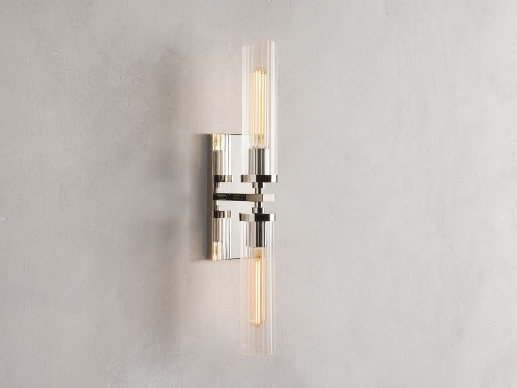Andreas Double Wall Light, Hardwired Wall Sconce, 4.5" w x 0.75" d x 10" h