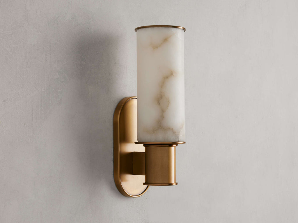 Harlin Wall Light in Alabaster, Hardwired Wall Sconce, detail 4