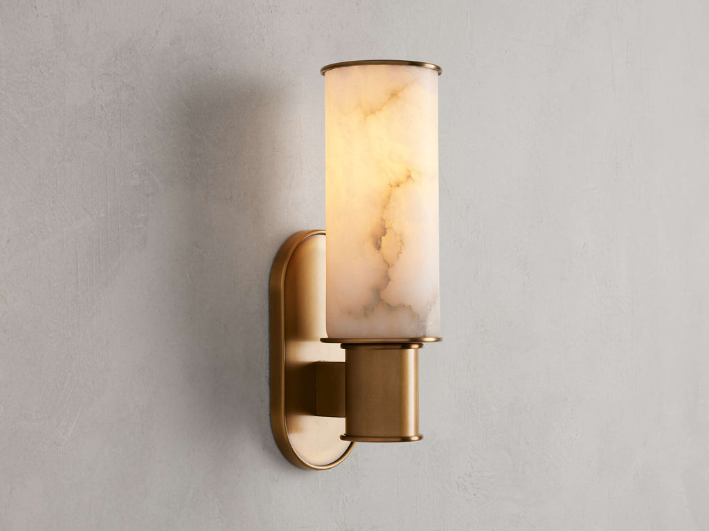 Harlin Wall Light in Alabaster, Hardwired Wall Sconce, 4.25" w x 8.75" h