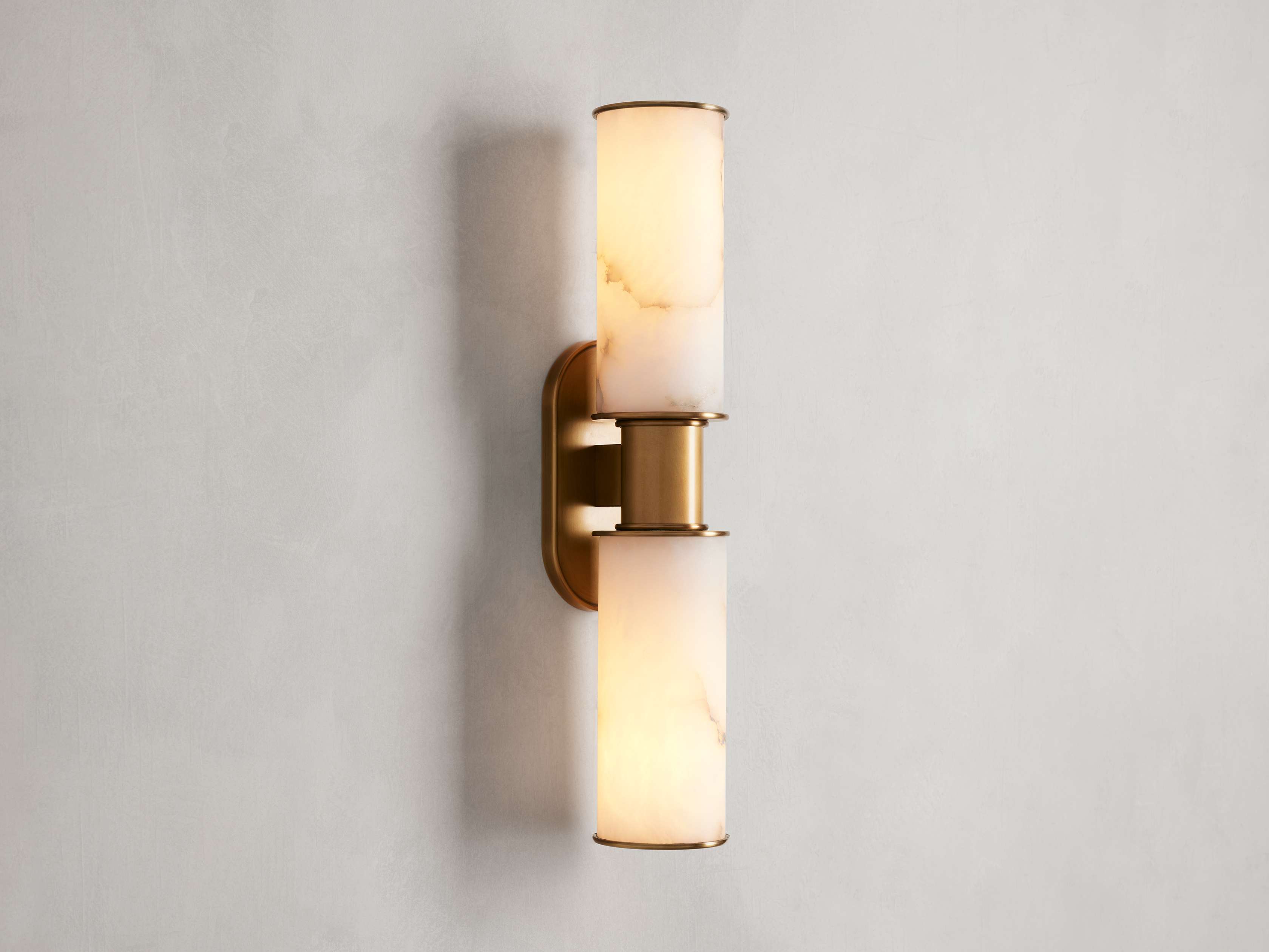 Harlin Double Wall Light in Alabaster, Hardwired Wall Sconce, 4.25" w x 8.75" h