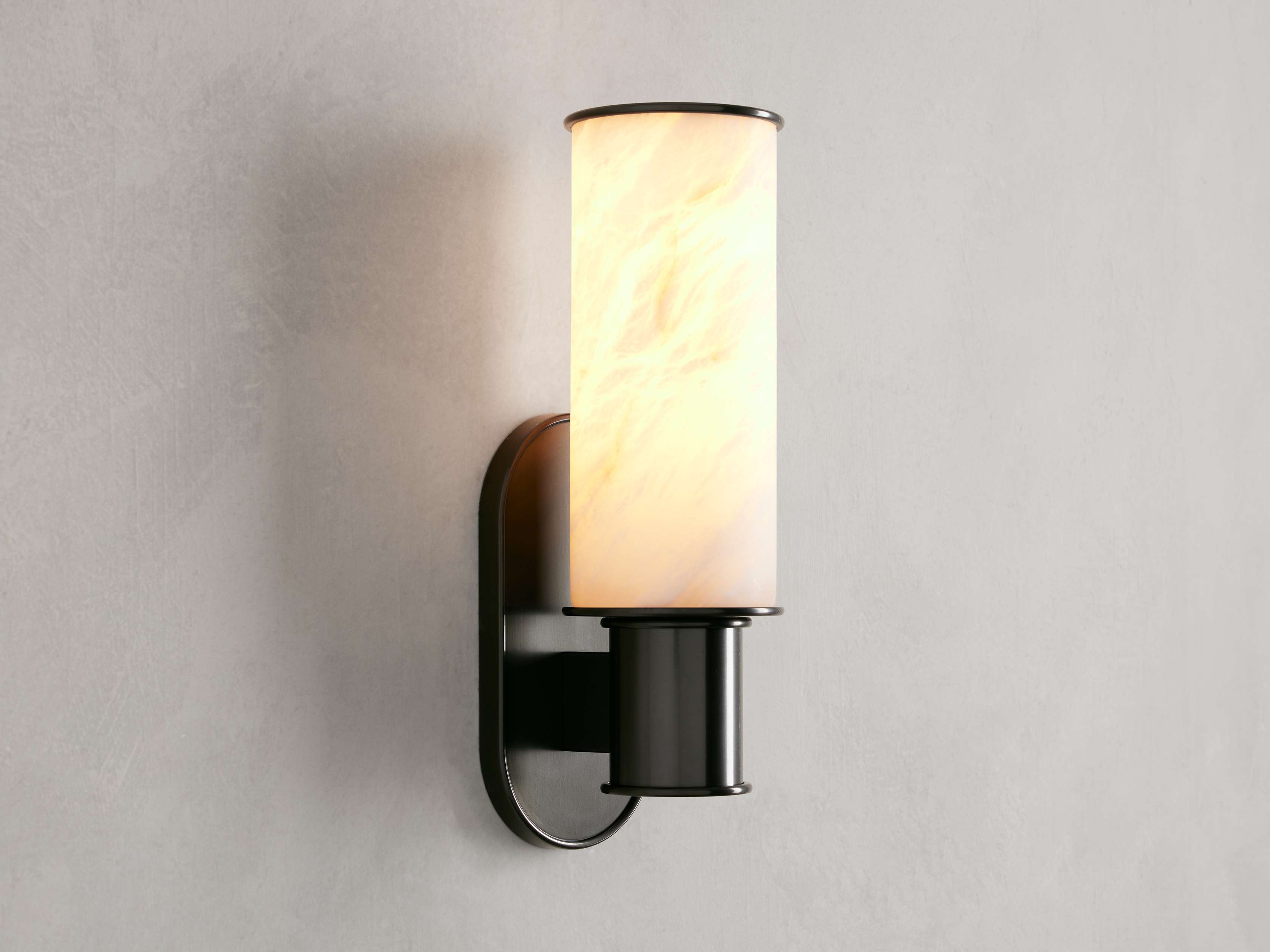 Harlin Wall Light in Alabaster, Hardwired Wall Sconce, detail 2