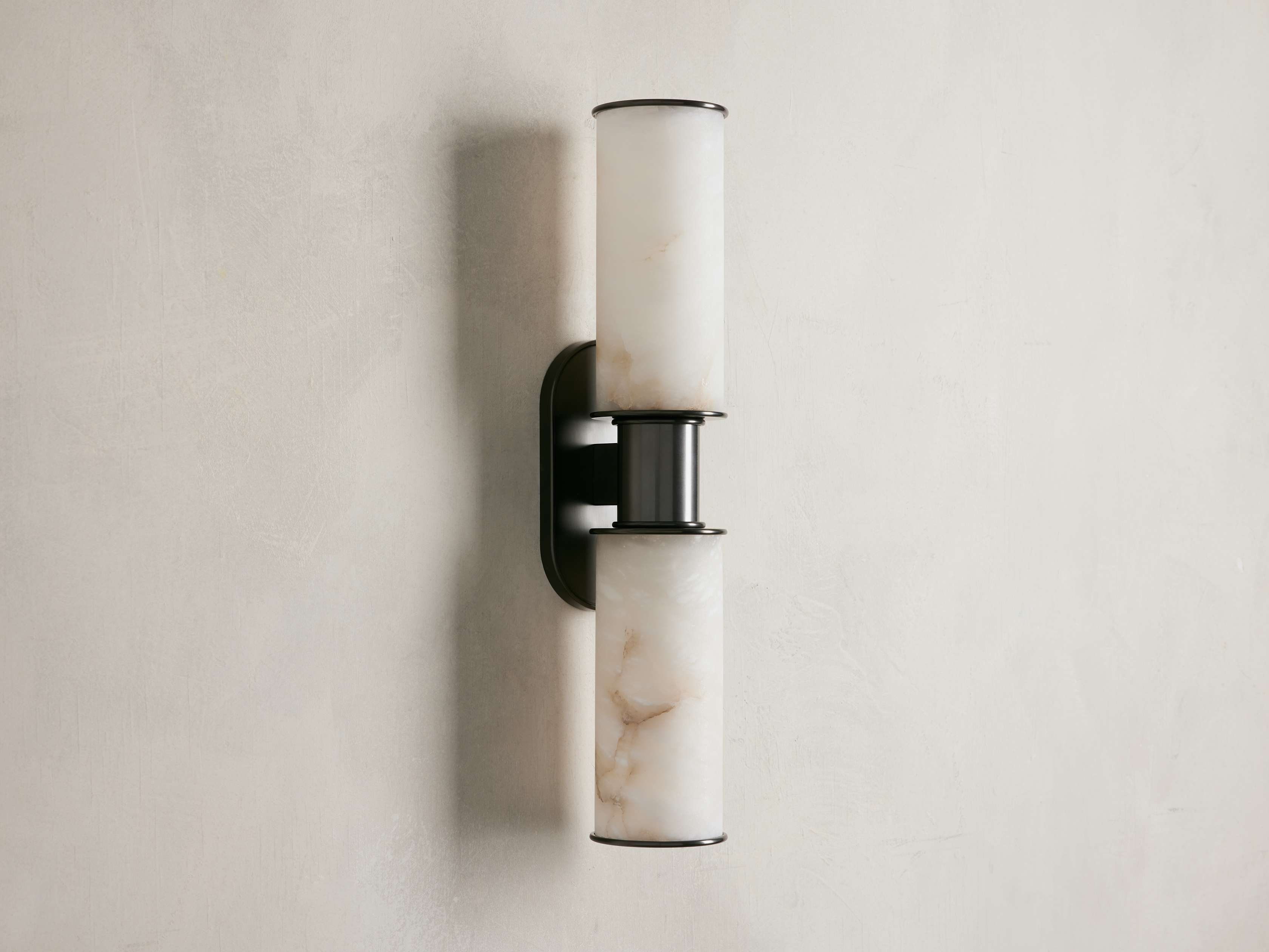Harlin Double Wall Light in Alabaster, Hardwired Wall Sconce, detail 6