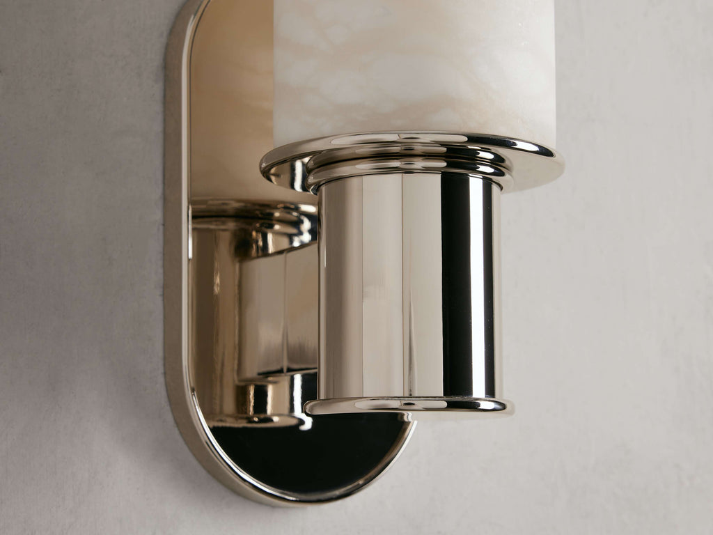 Harlin Wall Light in Alabaster, Hardwired Wall Sconce, detail 9