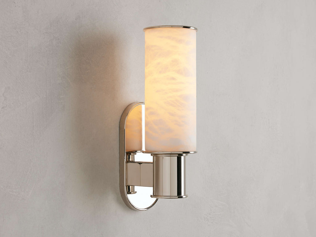 Harlin Wall Light in Alabaster, Hardwired Wall Sconce, detail 3