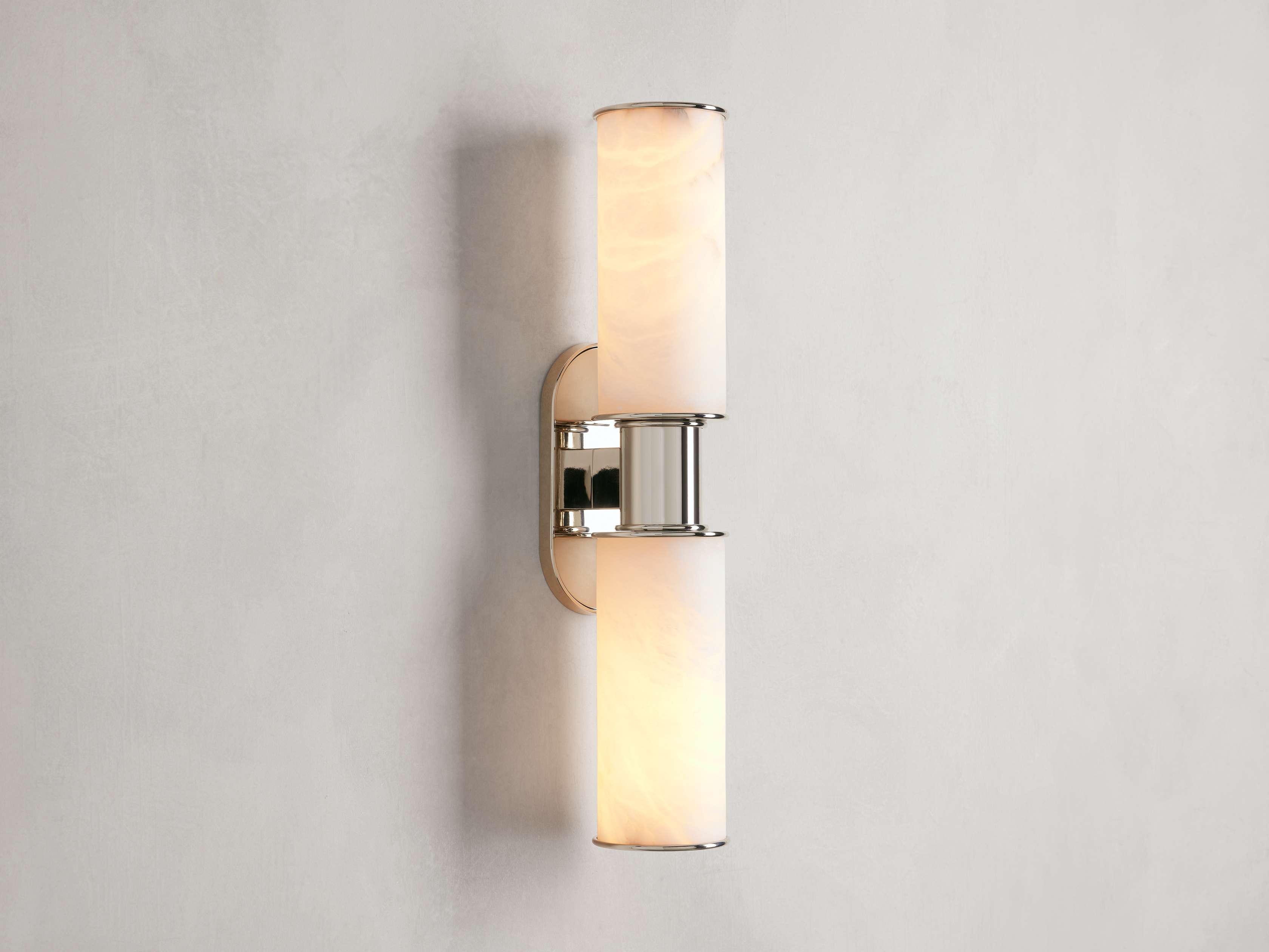 Harlin Double Wall Light in Alabaster, Hardwired Wall Sconce, detail 3