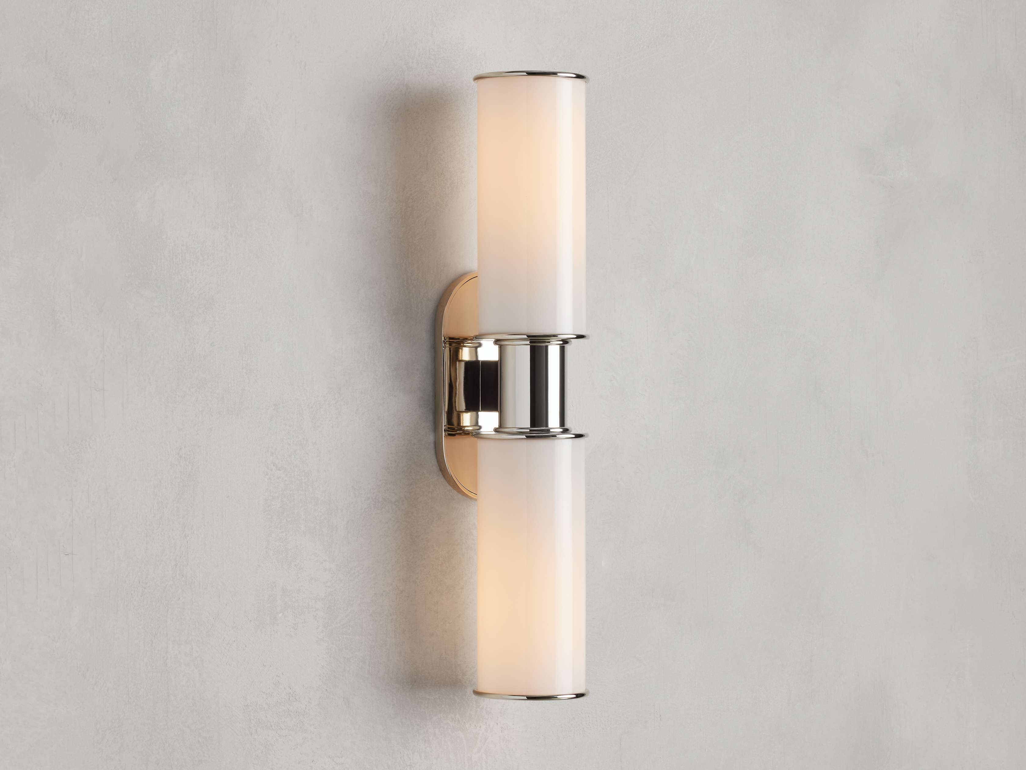 Harlin Double Wall Light in Milk, Hardwired Wall Sconce, 4.25" w x 8.75" h