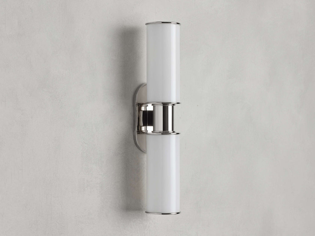 Harlin Double Wall Light in Milk, Hardwired Wall Sconce, detail 4