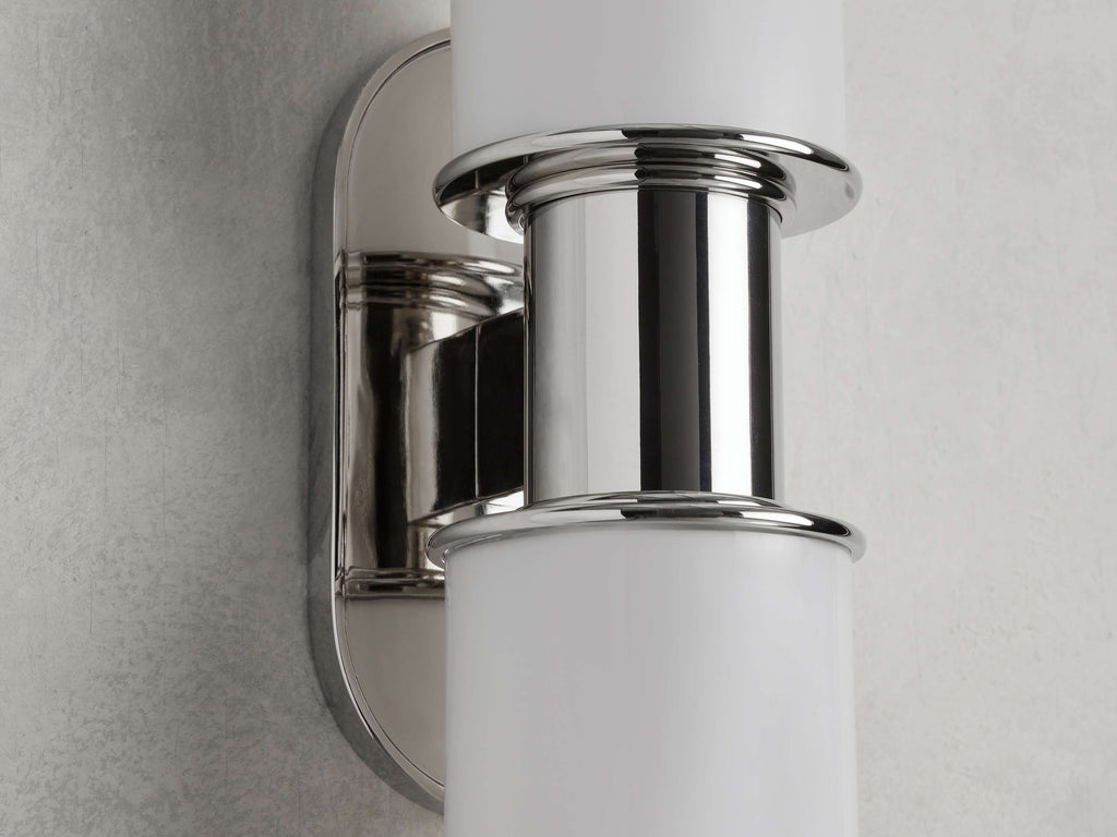 Harlin Double Wall Light in Milk, Hardwired Wall Sconce, detail 3