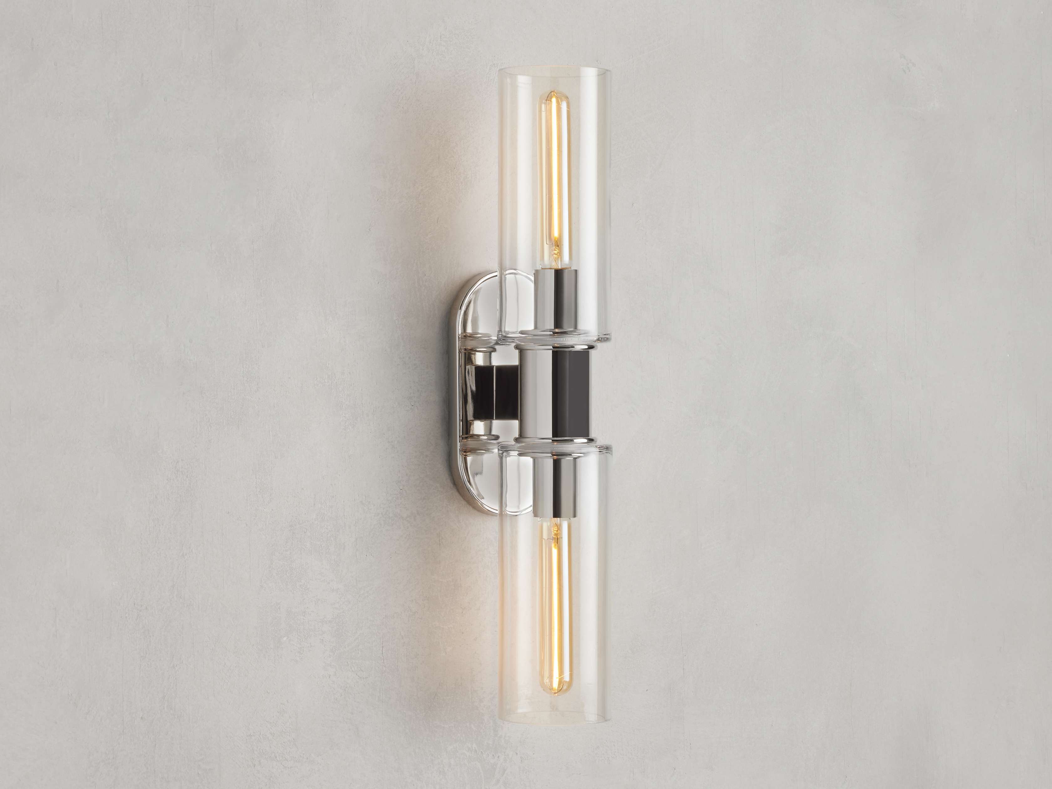 Harlin Double Wall Light in Clear, Hardwired Wall Sconce, 4.25" w x 8.75" h