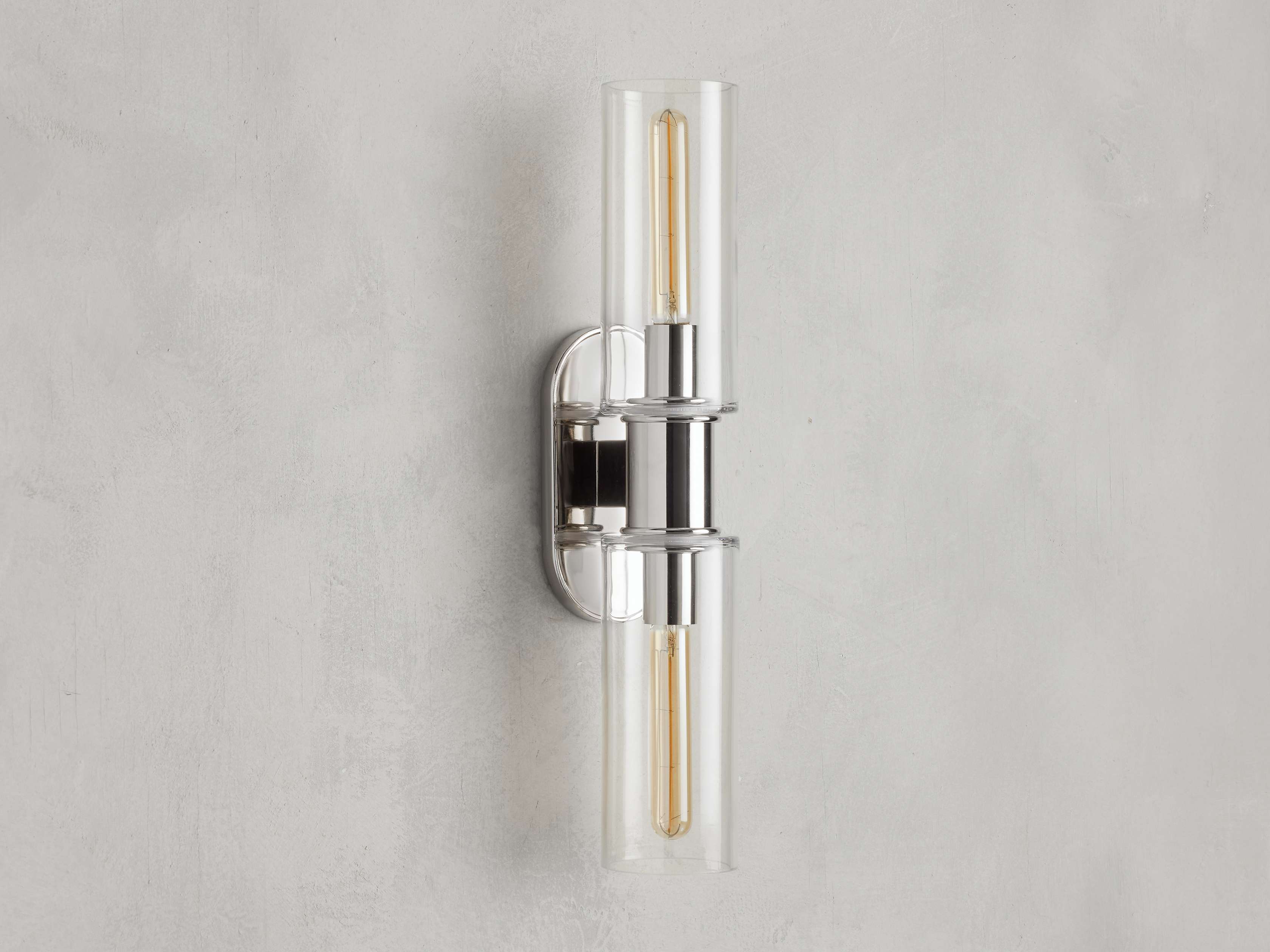 Harlin Double Wall Light in Clear, Hardwired Wall Sconce, detail 2