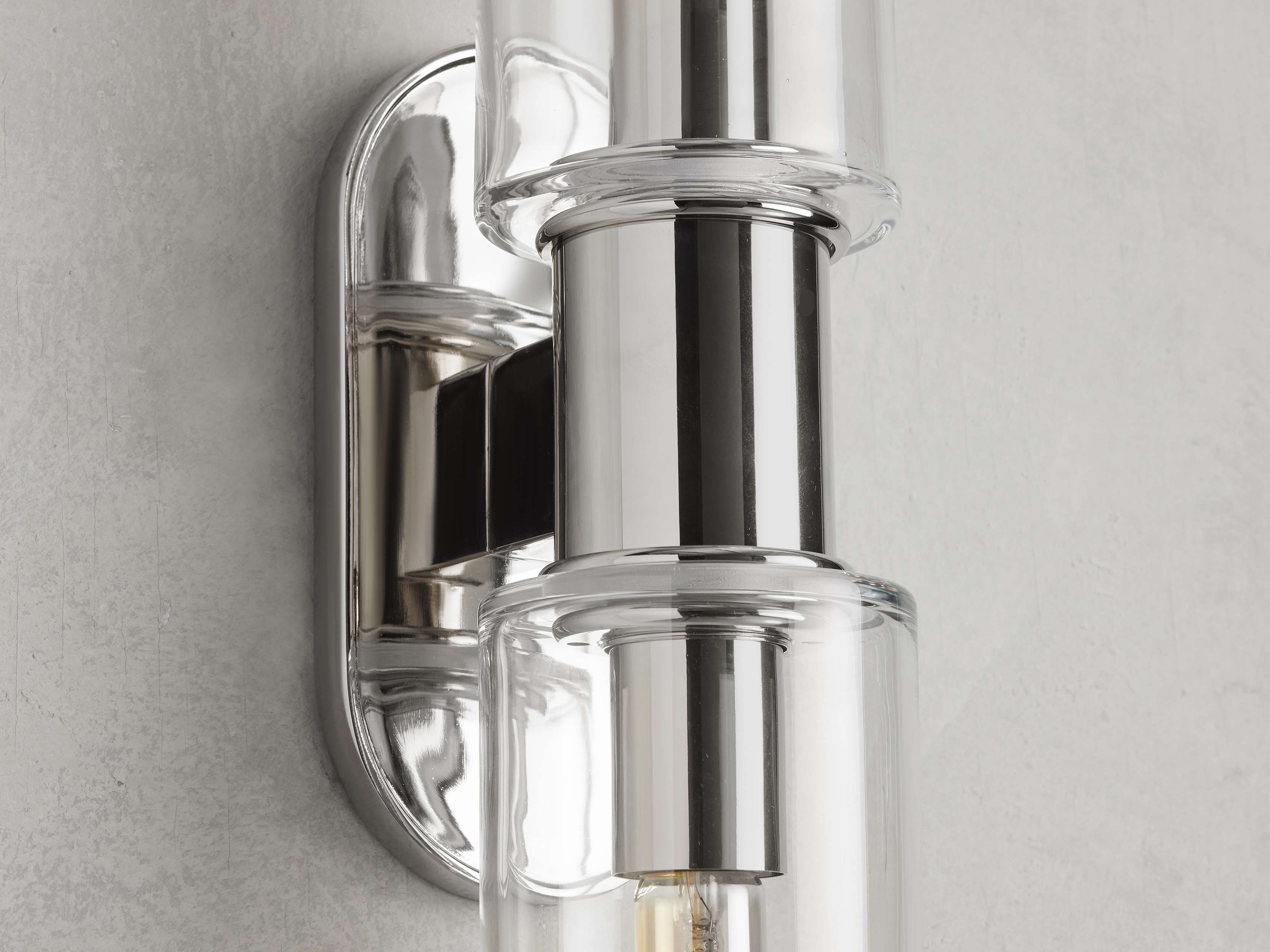 Harlin Double Wall Light in Clear, Hardwired Wall Sconce, detail 3