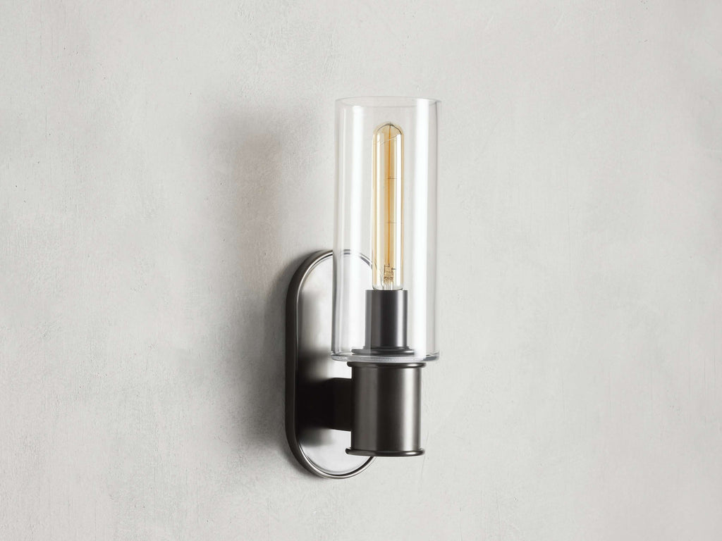 Harlin Wall Light in Clear Bronze, Hardwired Wall Sconce, detail 2