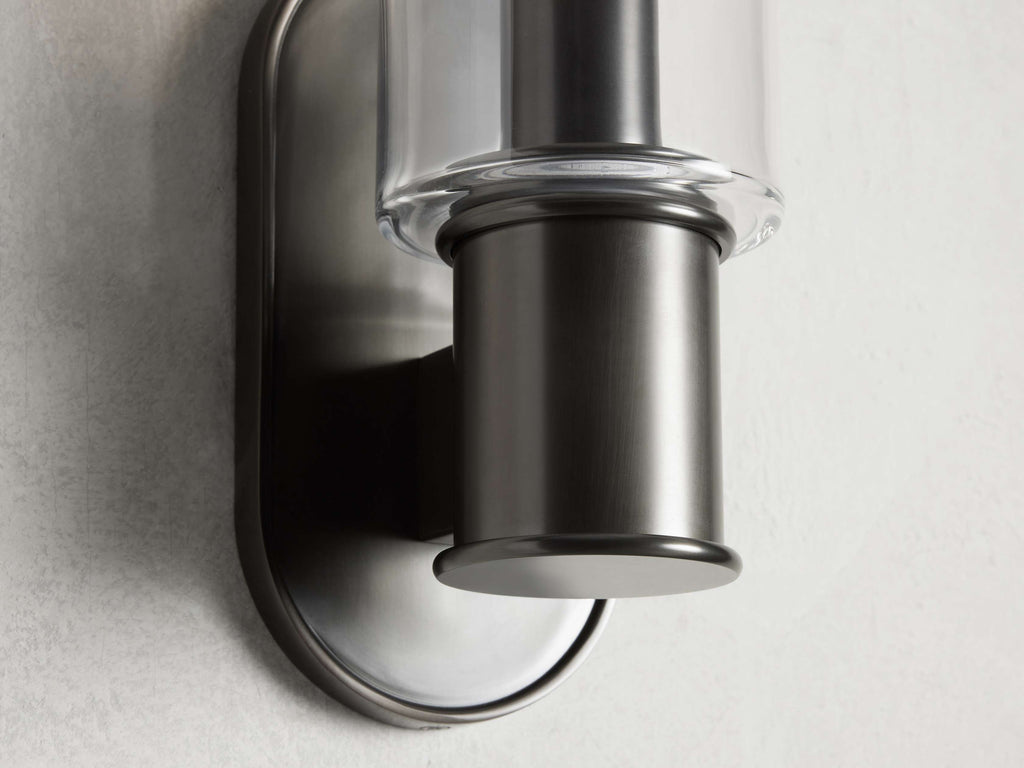 Harlin Wall Light in Clear Bronze, Hardwired Wall Sconce, detail 3