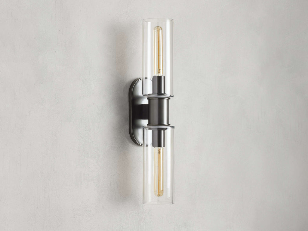 Harlin Double Wall Light in Clear Bronze, Hardwired Wall Sconce, detail 3