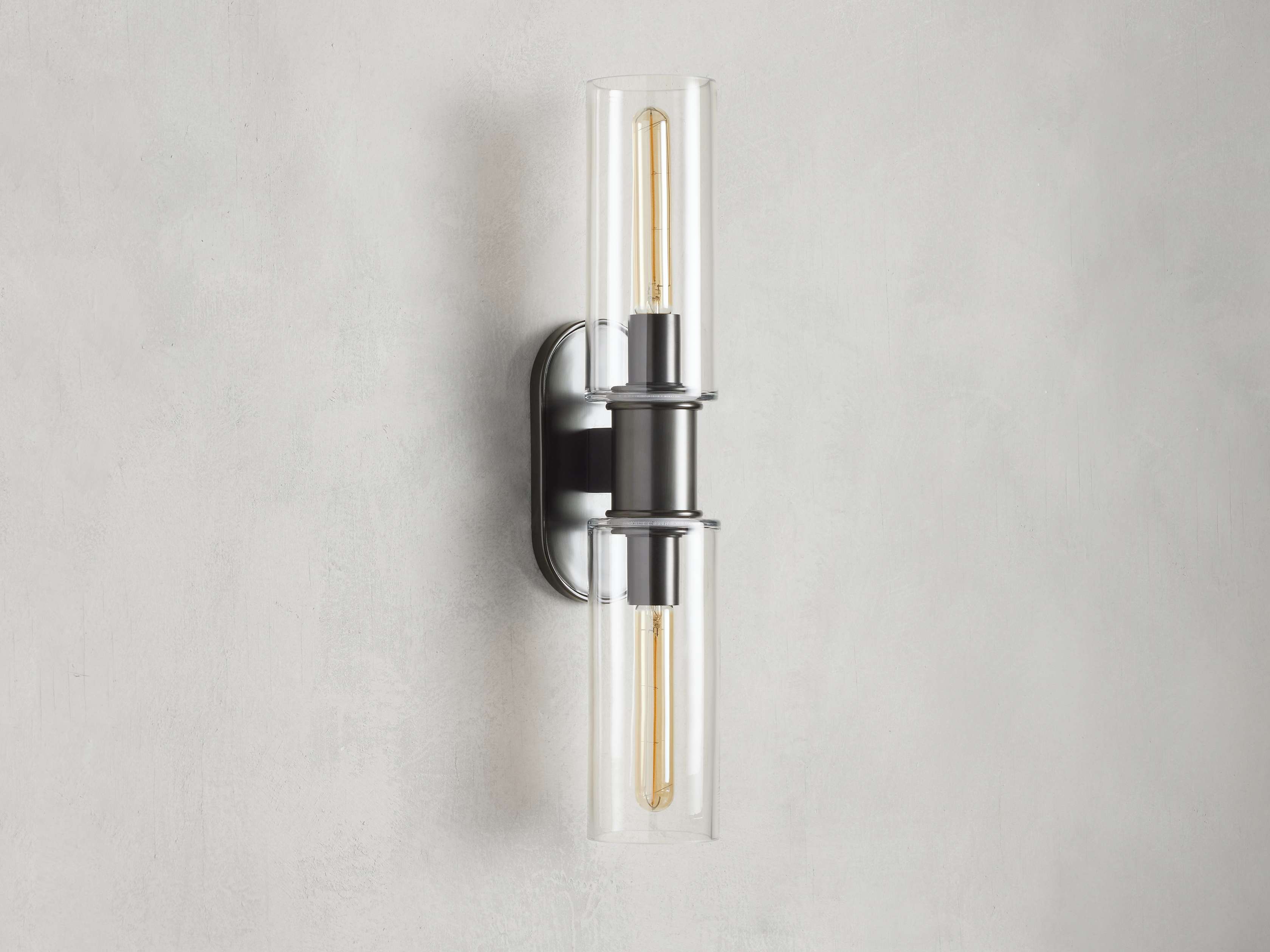 Harlin Double Wall Light in Clear Bronze, Hardwired Wall Sconce, detail 3