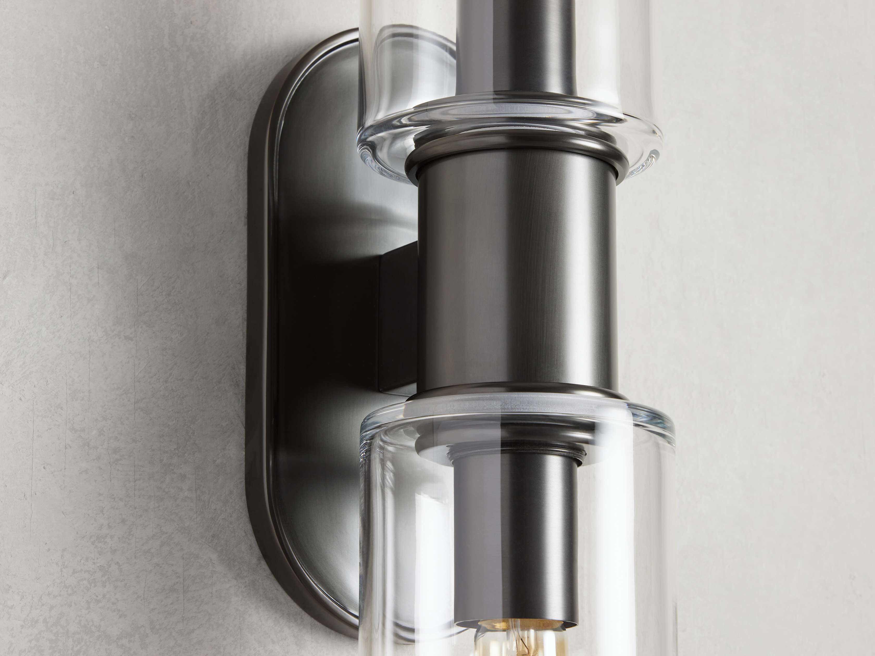 Harlin Double Wall Light in Clear Bronze, Hardwired Wall Sconce, detail 2