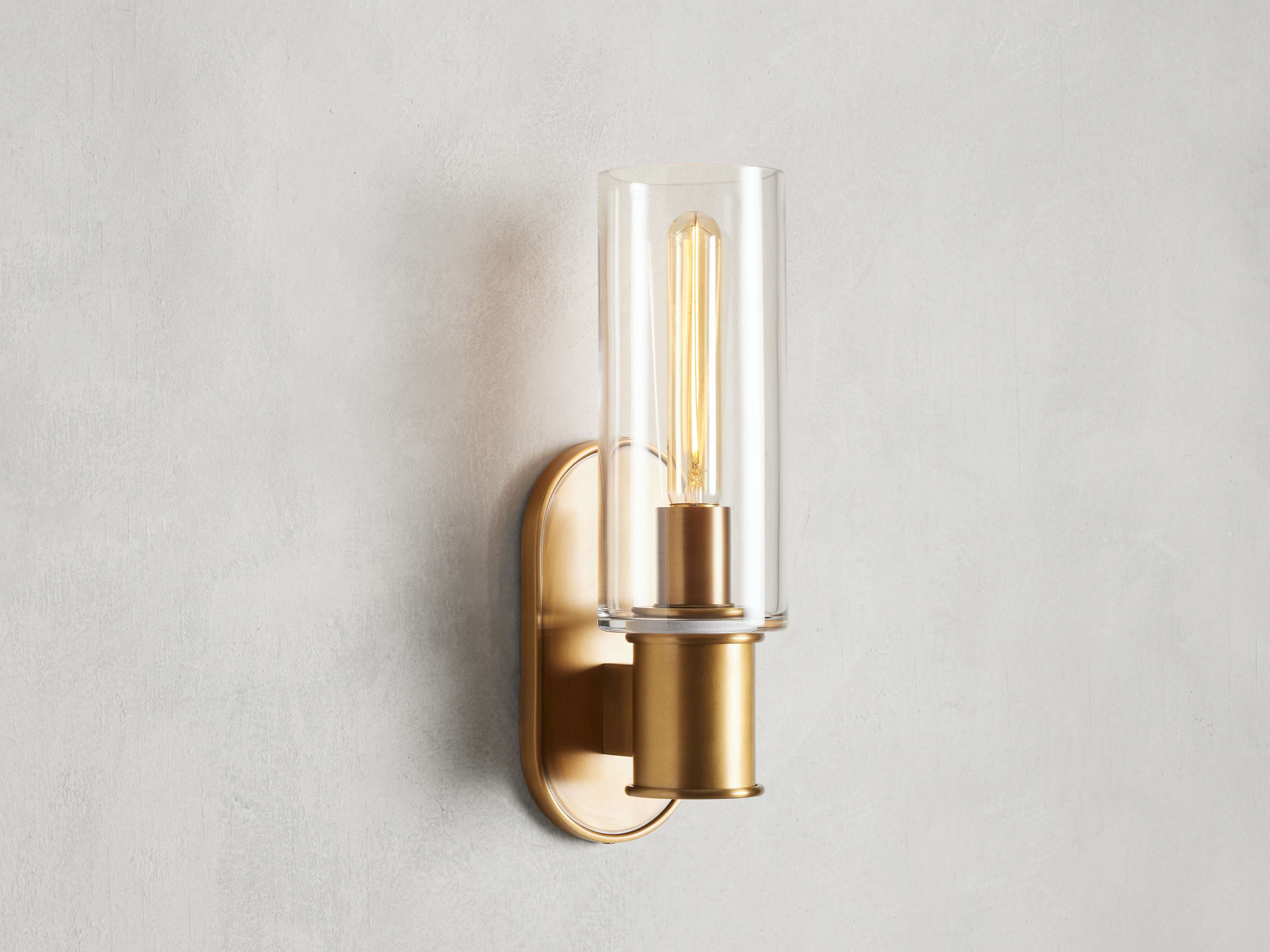 Harlin Wall Light in Clear Brass, Hardwired Wall Sconce, 4.25" w x 8.75" h