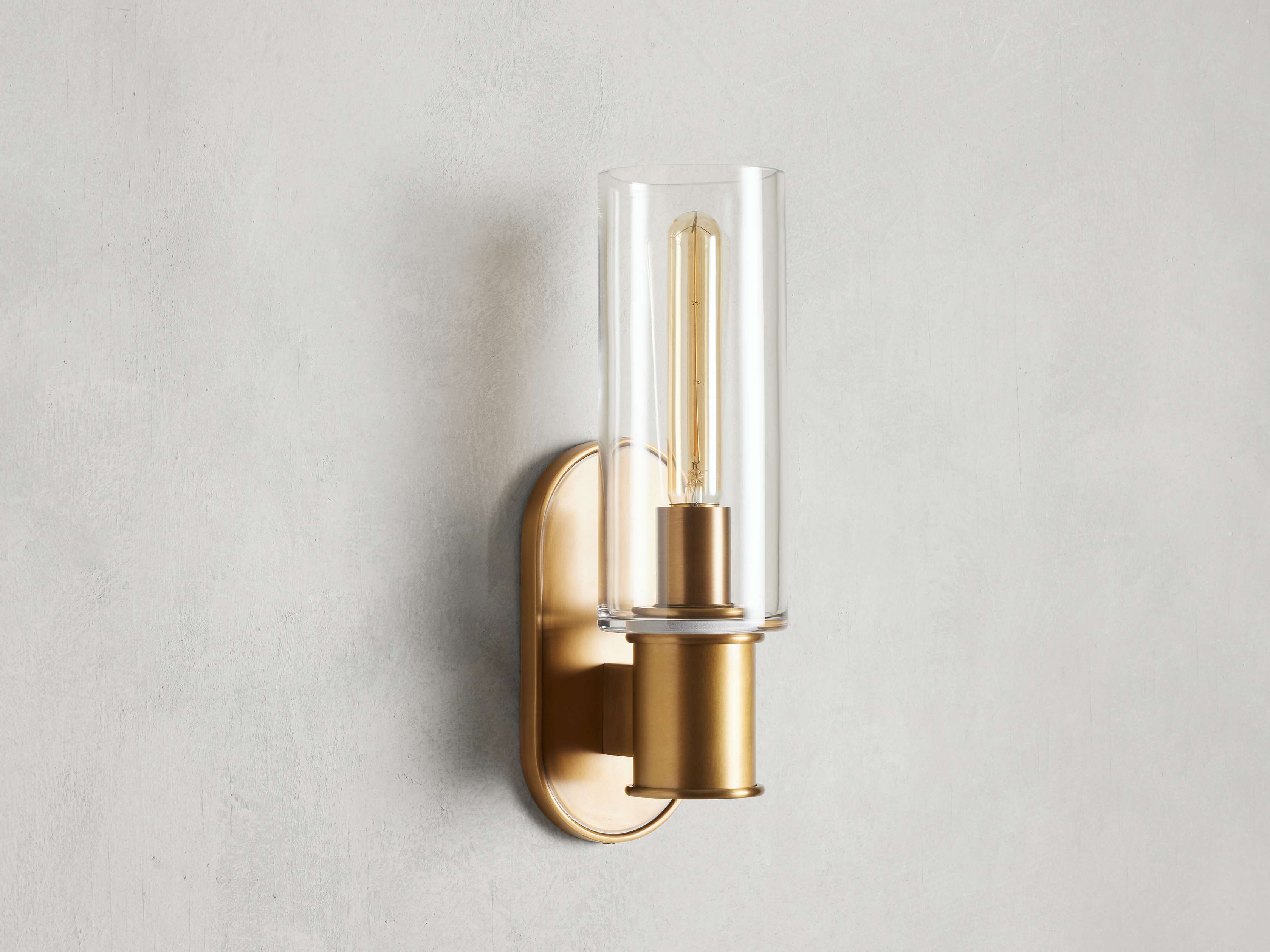 Harlin Wall Light in Clear Brass, Hardwired Wall Sconce, detail 2