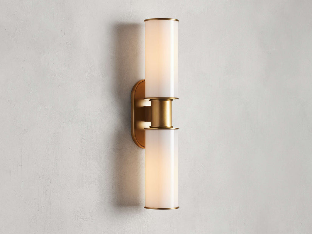 Harlin Double Wall Light in Milk, Hardwired Wall Sconce, detail 2