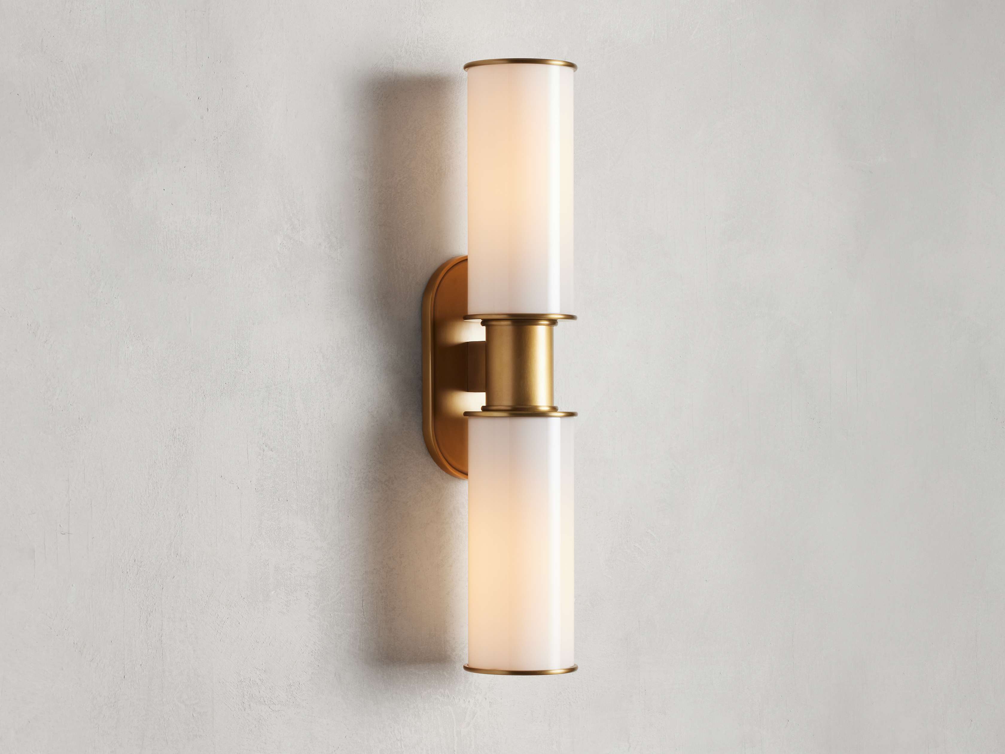 Harlin Double Wall Light in Milk, Hardwired Wall Sconce, detail 2