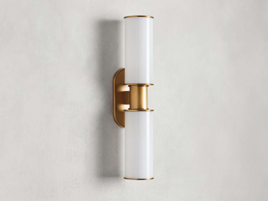 Harlin Double Wall Light in Milk, Hardwired Wall Sconce, detail 6