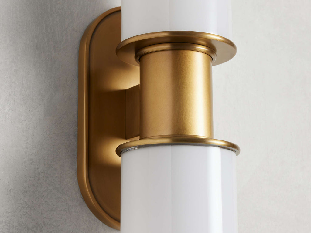 Harlin Double Wall Light in Milk, Hardwired Wall Sconce, detail 5