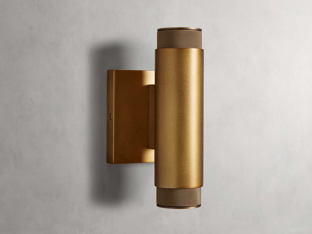 Spotlight Exterior Sconce in Brass, Outdoor Wall Light, detail 4