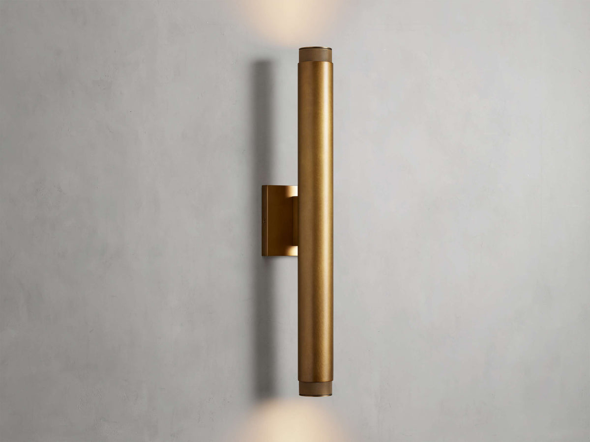 Spotlight Exterior Sconce in Brass, Outdoor Wall Light, detail 3