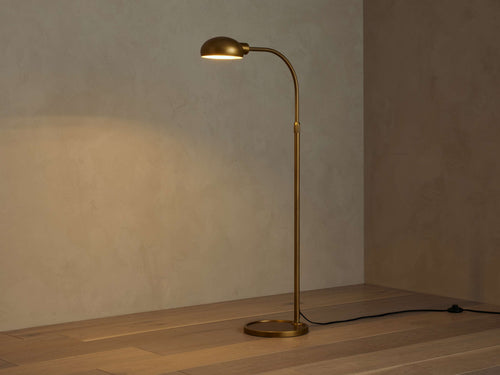 brass floor lamp shown as a main product image for reading corners