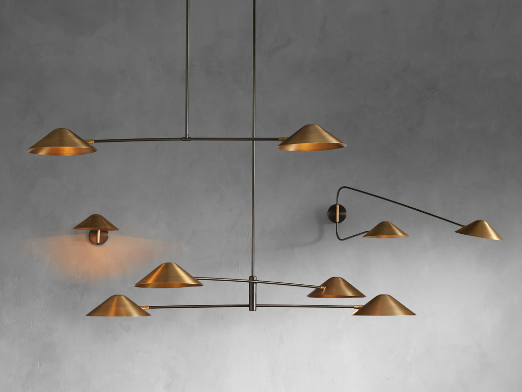 Simms Long Arm Double Wall Light, Hardwired Wall Sconce, detail 3